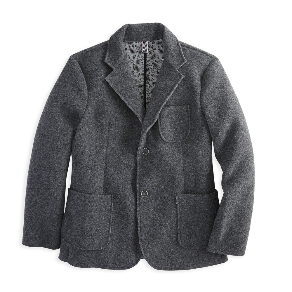 $445 Gionfriddo Made in Italy Boiled Wool  Blazer coat Paisley Lined Charcoal M